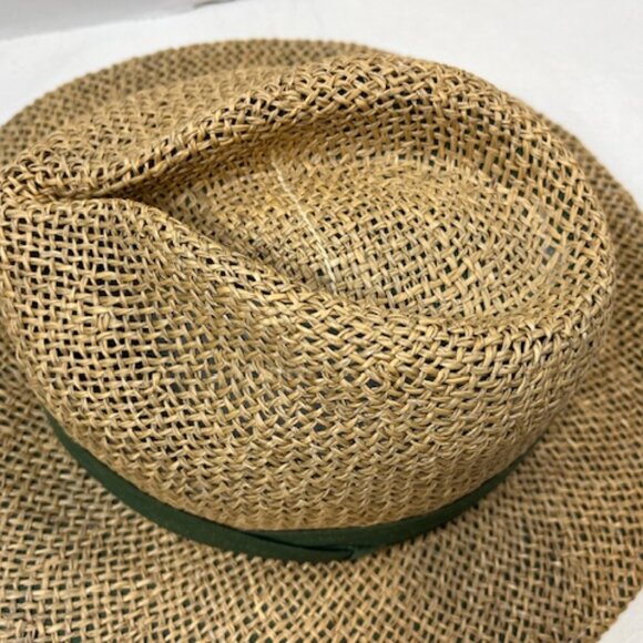 Dorfman Pacific Co Natural Fiber Straw Fedora Sun Hat w/Green Band - Picture 8 of 12